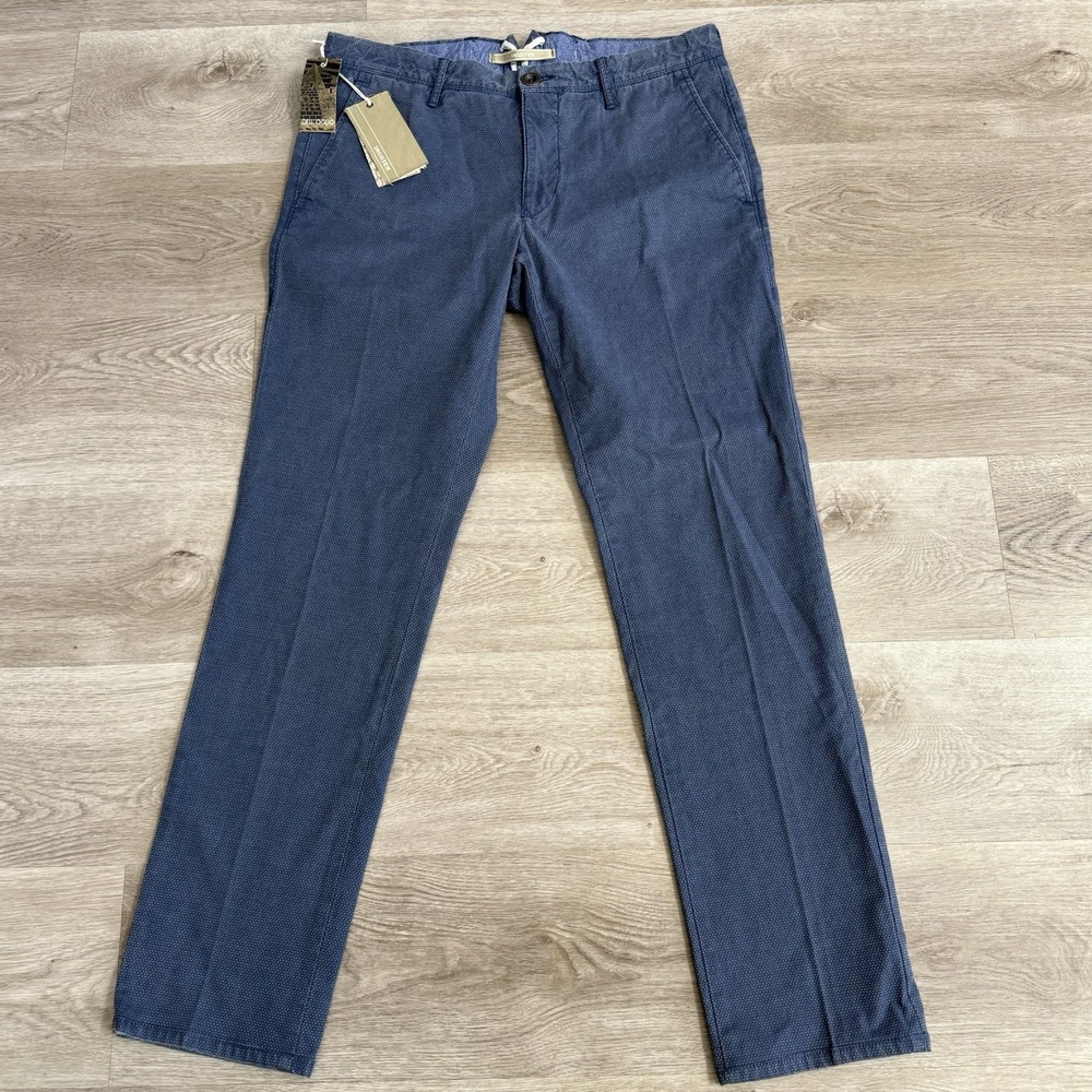 NWT Incotex Slacks Mens 33 (Fits 34) Blue Birdseye Slim Fit Chinos Pants Italy⁠